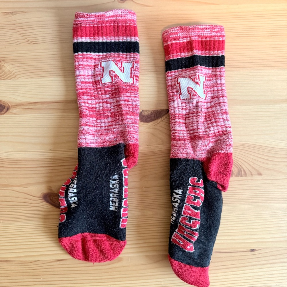 Nebraska Huskers Socks Large | NCAA Red Black White Team Gear